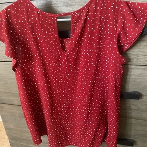 Shirt - red with white polka dots